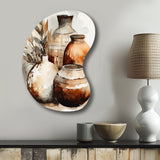 Brown And Cream Earthen Elegant Vase I - Asymmetric Metal Wall Art