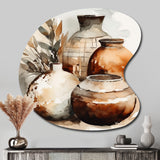 Brown And Cream Earthen Elegant Vase I - Asymmetric Metal Wall Art