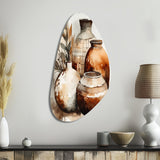 Brown And Cream Earthen Elegant Vase I - Asymmetric Metal Wall Art