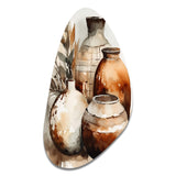 Brown And Cream Earthen Elegant Vase I - Asymmetric Metal Wall Art