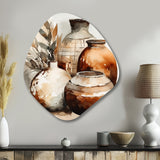 Brown And Cream Earthen Elegant Vase I - Asymmetric Metal Wall Art