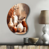 Brown And Cream Earthen Elegant Vase II - Asymmetric Metal Wall Art