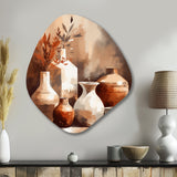 Brown And Cream Earthen Elegant Vase II - Asymmetric Metal Wall Art