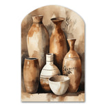 Brown And Cream Earthen Elegant Vase III - Asymmetric Metal Wall Art