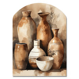 Brown And Cream Earthen Elegant Vase III - Asymmetric Metal Wall Art