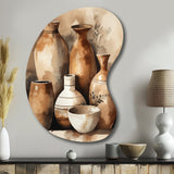 Brown And Cream Earthen Elegant Vase III - Asymmetric Metal Wall Art