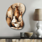 Brown And Cream Earthen Elegant Vase III - Asymmetric Metal Wall Art