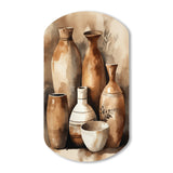 Brown And Cream Earthen Elegant Vase III - Asymmetric Metal Wall Art