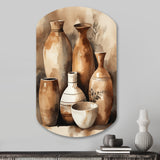 Brown And Cream Earthen Elegant Vase III - Asymmetric Metal Wall Art