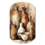 Brown And Cream Earthen Elegant Vase III - Asymmetric Metal Wall Art