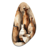 Brown And Cream Earthen Elegant Vase III - Asymmetric Metal Wall Art