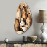 Brown And Cream Earthen Elegant Vase III - Asymmetric Metal Wall Art