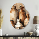 Brown And Cream Earthen Elegant Vase III - Asymmetric Metal Wall Art