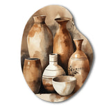 Brown And Cream Earthen Elegant Vase III - Asymmetric Metal Wall Art