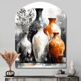 Brown And Grey Earthen Elegant Vase - Asymmetric Metal Wall Art