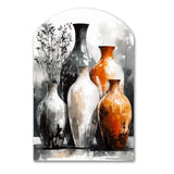 Brown And Grey Earthen Elegant Vase - Asymmetric Metal Wall Art