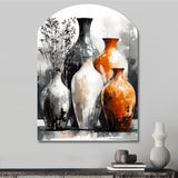 Brown And Grey Earthen Elegant Vase - Asymmetric Metal Wall Art