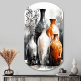 Brown And Grey Earthen Elegant Vase - Asymmetric Metal Wall Art