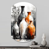 Brown And Grey Earthen Elegant Vase - Asymmetric Metal Wall Art