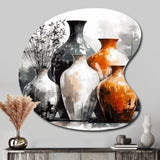 Brown And Grey Earthen Elegant Vase - Asymmetric Metal Wall Art