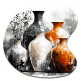 Brown And Grey Earthen Elegant Vase - Asymmetric Metal Wall Art