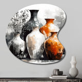 Brown And Grey Earthen Elegant Vase - Asymmetric Metal Wall Art