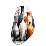 Brown And Grey Earthen Elegant Vase - Asymmetric Metal Wall Art