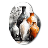 Brown And Grey Earthen Elegant Vase - Asymmetric Metal Wall Art