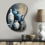 Blue And Cream Bohemian Vibes Pottery IV - Asymmetric Metal Wall Art