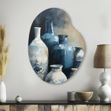 Blue And Cream Bohemian Vibes Pottery IV - Asymmetric Metal Wall Art