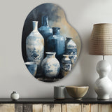 Blue And Cream Bohemian Vibes Pottery IV - Asymmetric Metal Wall Art