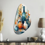 Blue And Orange Artisanal Boho Pottery I - Asymmetric Metal Wall Art