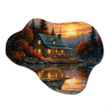 Autumn Sunset Cottage I - Asymmetric Metal Wall Art