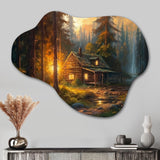 Forest Escape Cabin I - Asymmetric Metal Wall Art