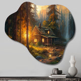 Forest Escape Cabin I - Asymmetric Metal Wall Art