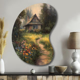 Quaint Cottage And Garden Oasis I - Asymmetric Metal Wall Art