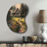 Quaint Cottage And Garden Oasis I - Asymmetric Metal Wall Art