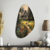 Quaint Cottage And Garden Oasis I - Asymmetric Metal Wall Art