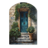 Blue And Beige Nature'S Front Door Greeting II - Asymmetric Metal Wall Art