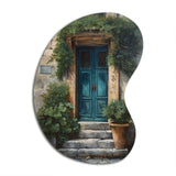 Blue And Beige Nature'S Front Door Greeting II - Asymmetric Metal Wall Art