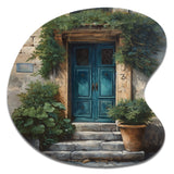 Blue And Beige Nature'S Front Door Greeting II - Asymmetric Metal Wall Art