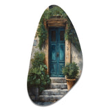 Blue And Beige Nature'S Front Door Greeting II - Asymmetric Metal Wall Art