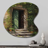 Green And Beige Nature'S Front Door Greeting - Asymmetric Metal Wall Art