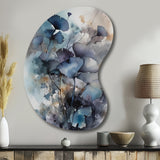 Blue And Flowers Bouquet Interpretation - Asymmetric Metal Wall Art