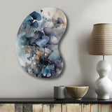 Blue And Flowers Bouquet Interpretation - Asymmetric Metal Wall Art