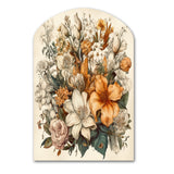 Cream And Orange Flowers Bouquet Interpretation I - Asymmetric Metal Wall Art