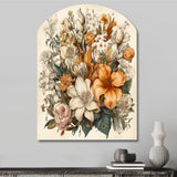 Cream And Orange Flowers Bouquet Interpretation I - Asymmetric Metal Wall Art