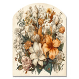 Cream And Orange Flowers Bouquet Interpretation I - Asymmetric Metal Wall Art