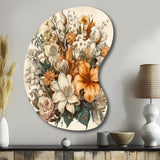 Cream And Orange Flowers Bouquet Interpretation I - Asymmetric Metal Wall Art