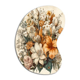 Cream And Orange Flowers Bouquet Interpretation I - Asymmetric Metal Wall Art